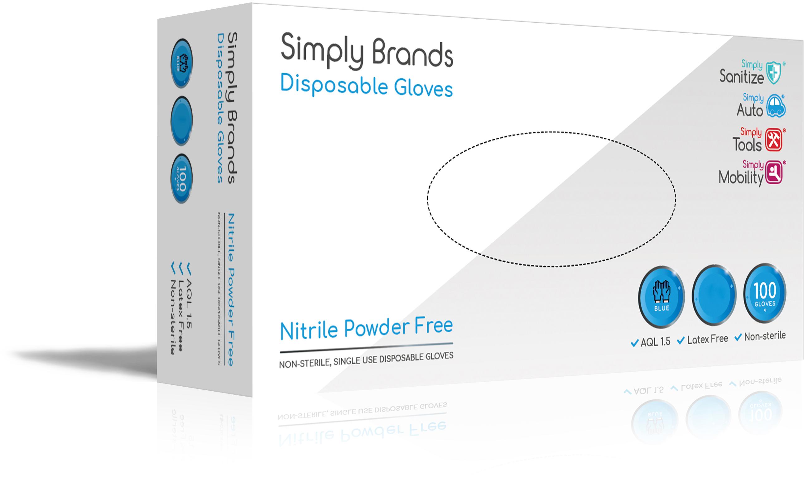 Simply Brands Nitrile Disposable Gloves L - Box Of 100