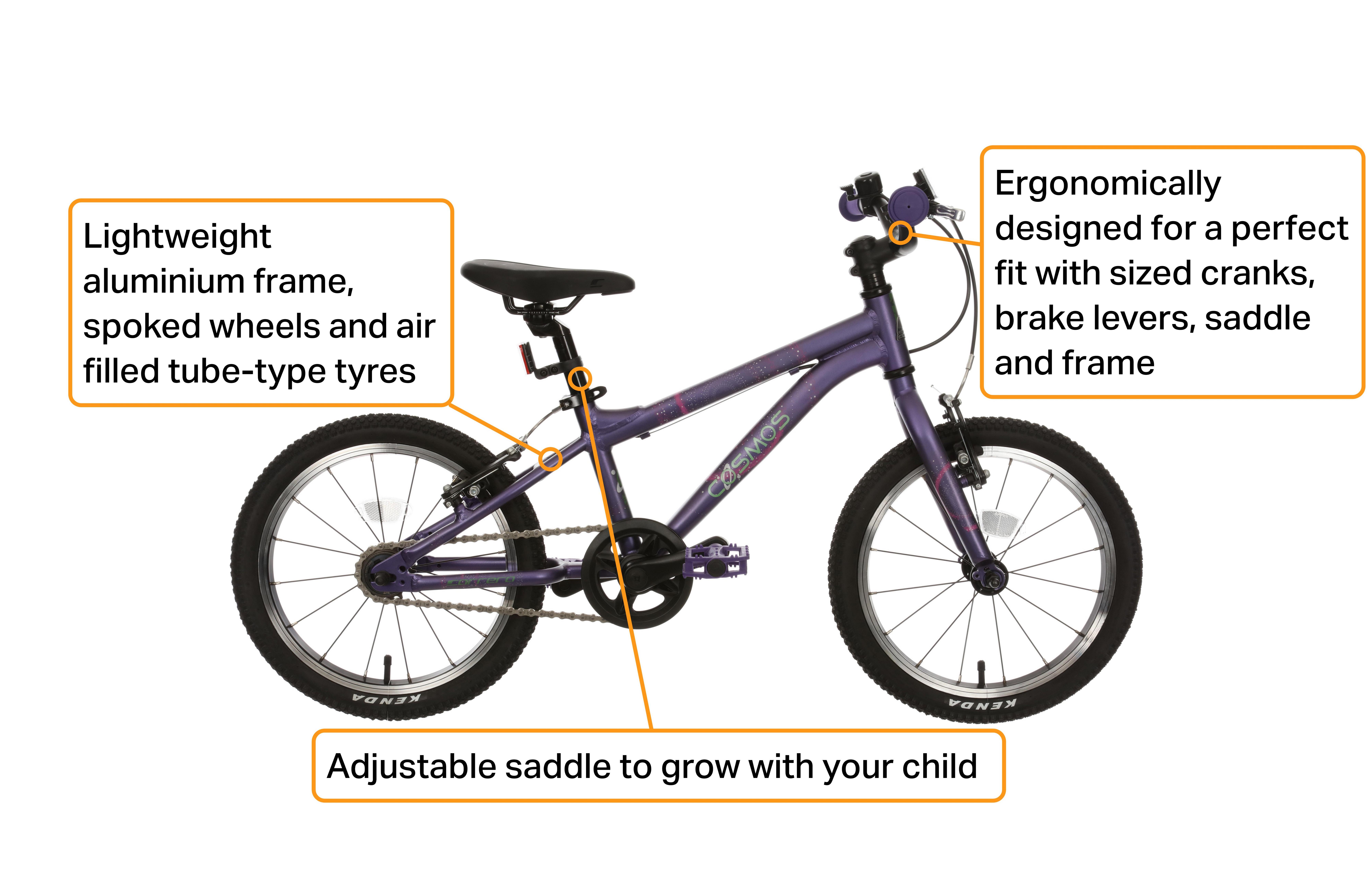 Carrera Cosmos Kids Bike - 16" Wheel - Purple