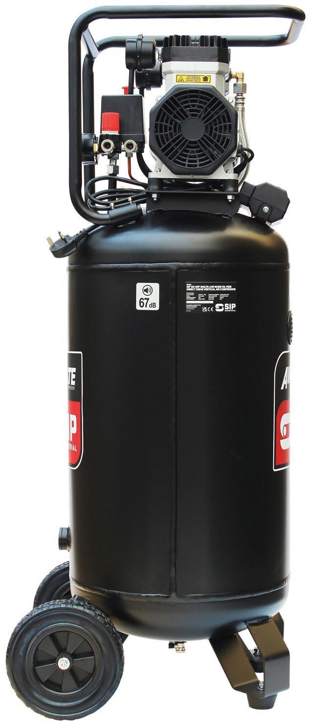 SIP DD 3hp 100 Litre Low Noise Oil-Free Vertical Compressor