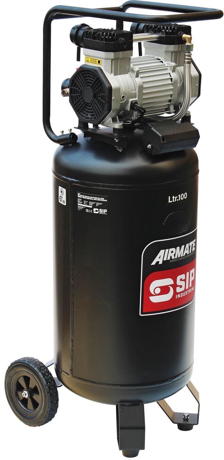 SIP DD 3hp 100 Litre Low Noise Oil-Free Vertical Compressor