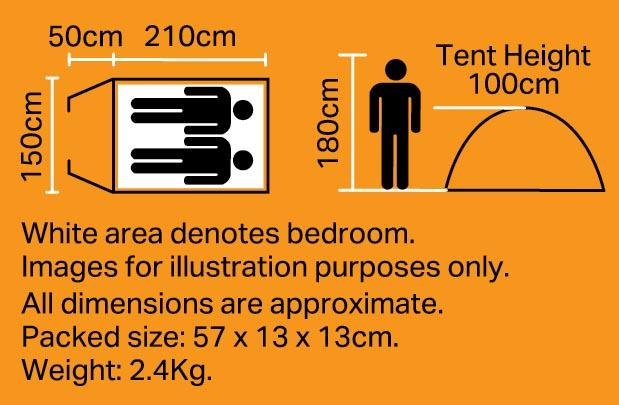 Halfords 2 Person XL Dome Tent with Porch