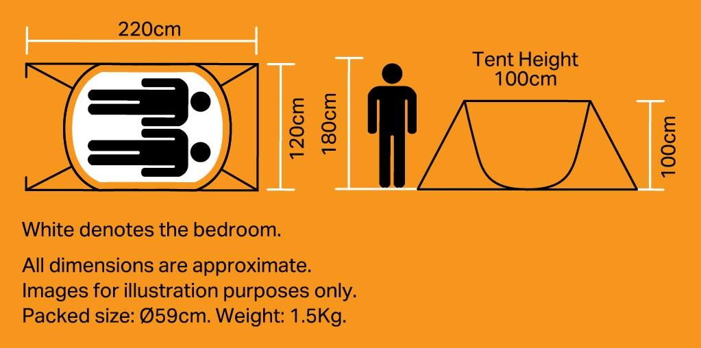 Halfords 2 Person Pop up Tent Blue
