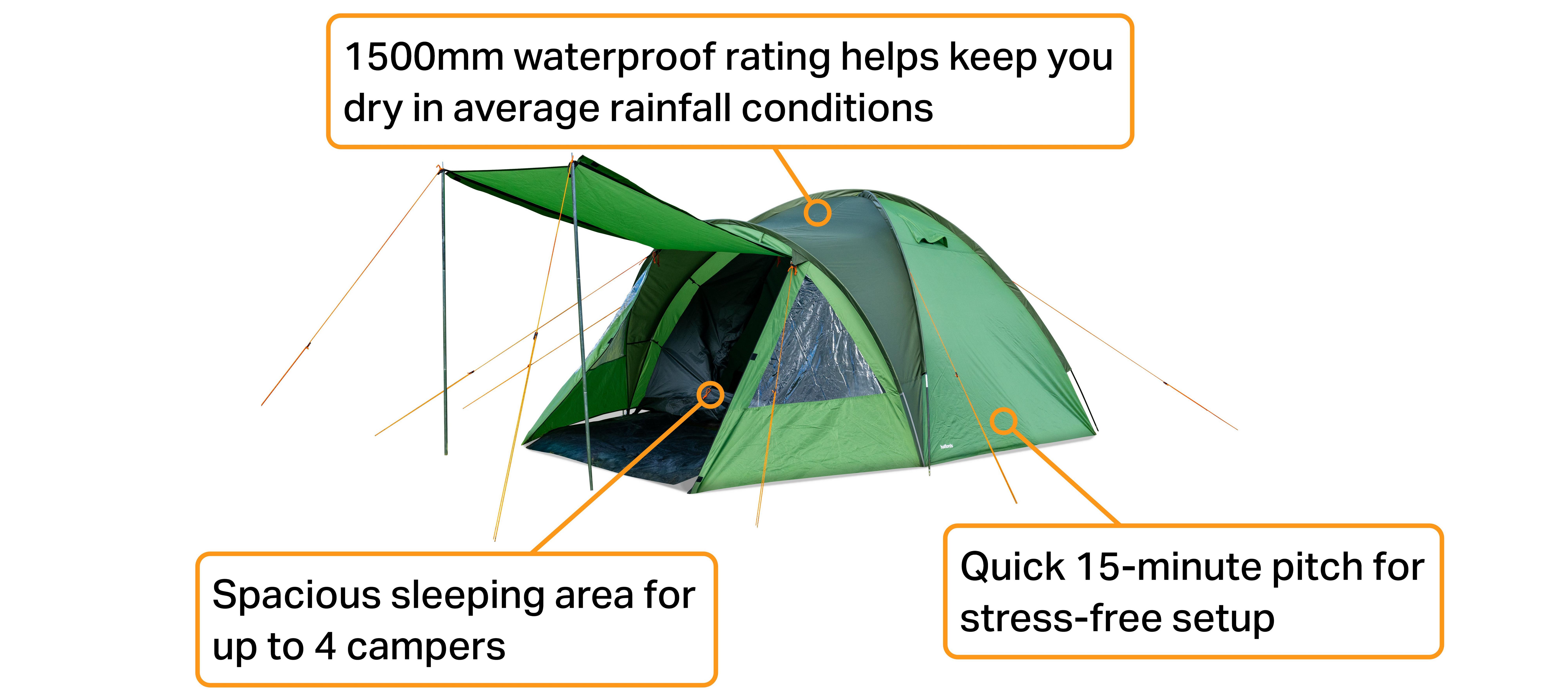 Halfords 4 Person Dome Double Skin Tent
