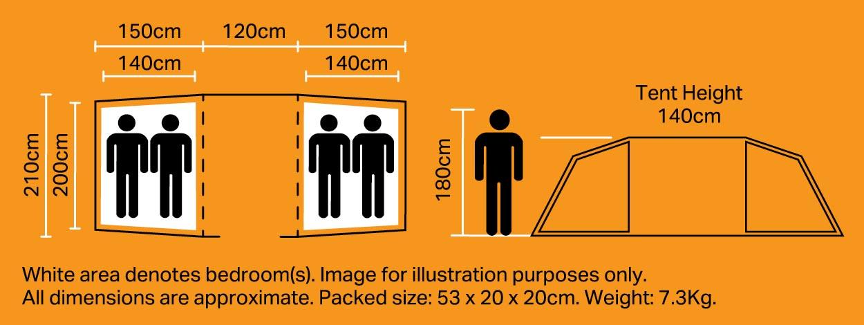 Halfords 4 Person Vis A Vis Tent XL