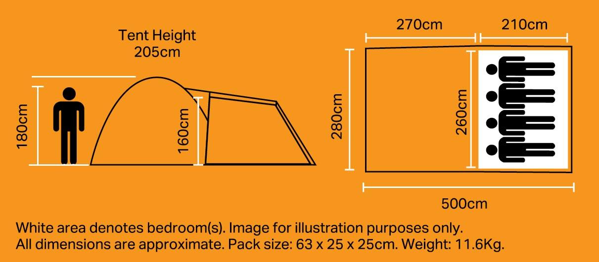 Halfords 4 Person Domed Tunnel Tent