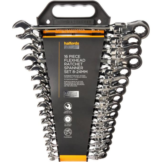 Halfords Advanced Ratchet Combination Spanner Size 6-19mm Professional Tool 