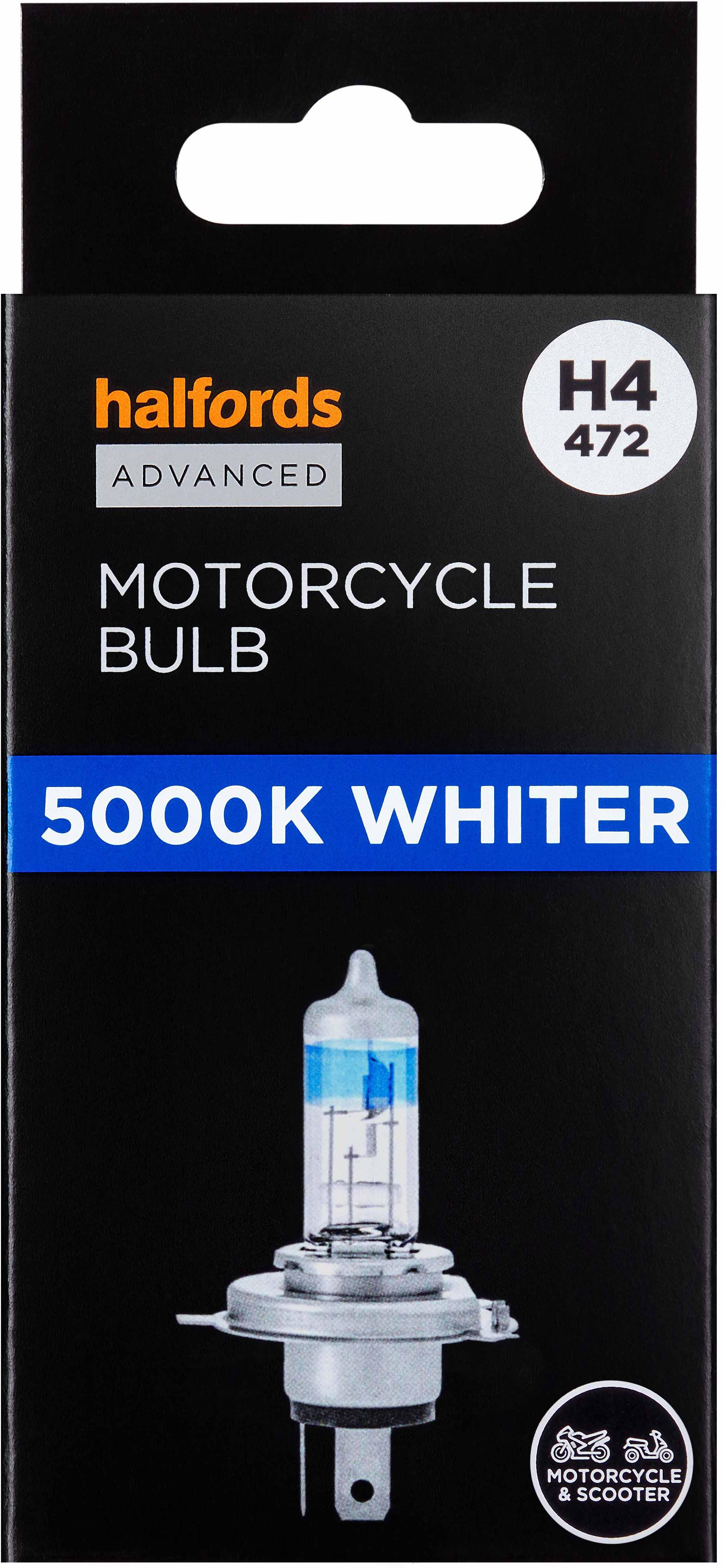 Halfords H4 472 Advanced 5000K Motorcycle Headlight Bulb