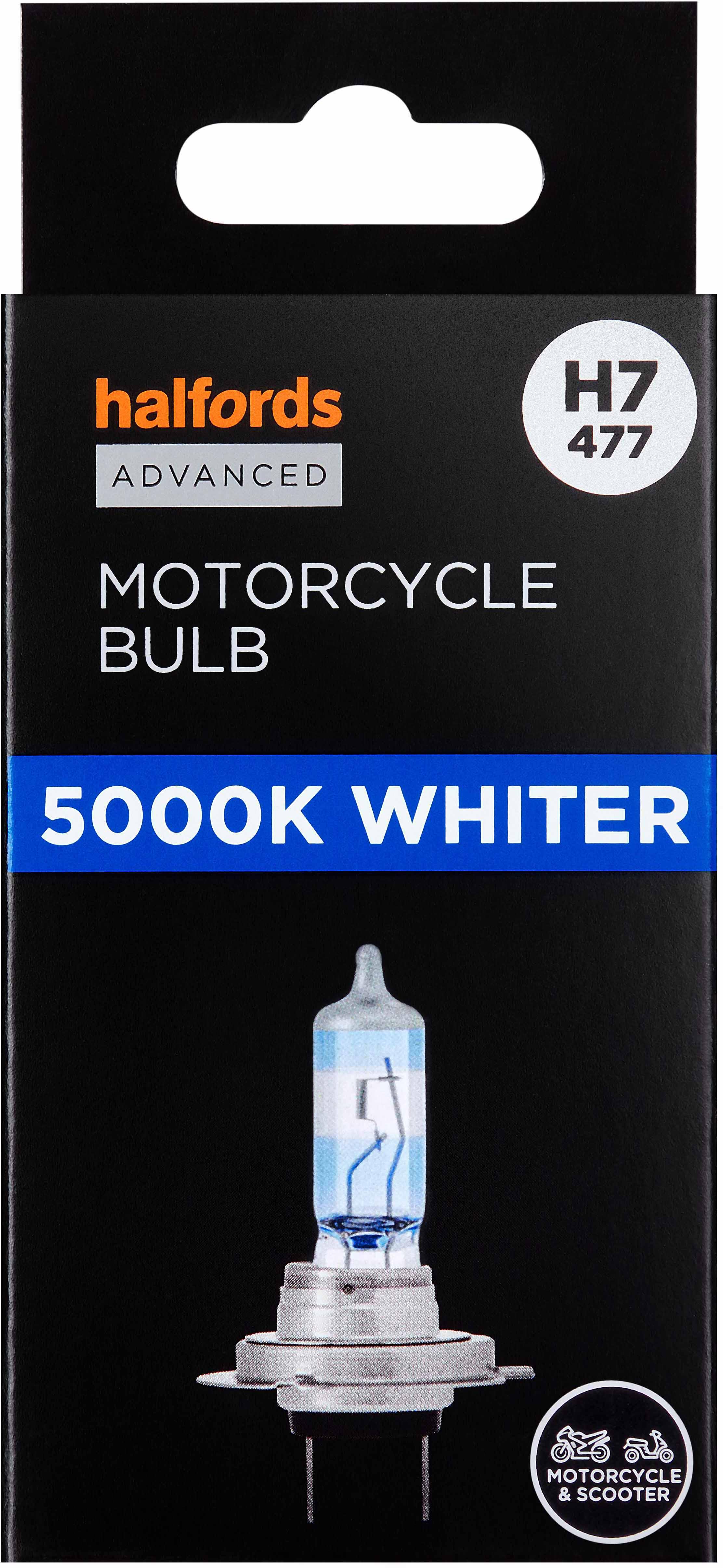 Halfords H7 477 Advanced 5000K Motorcycle Headlight Bulb