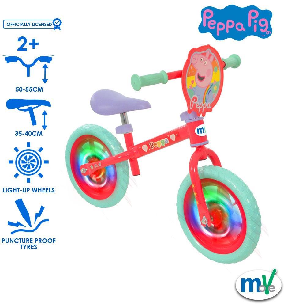 Peppa Pig Balance Bike with LED Wheels, Pink - 10" Wheel