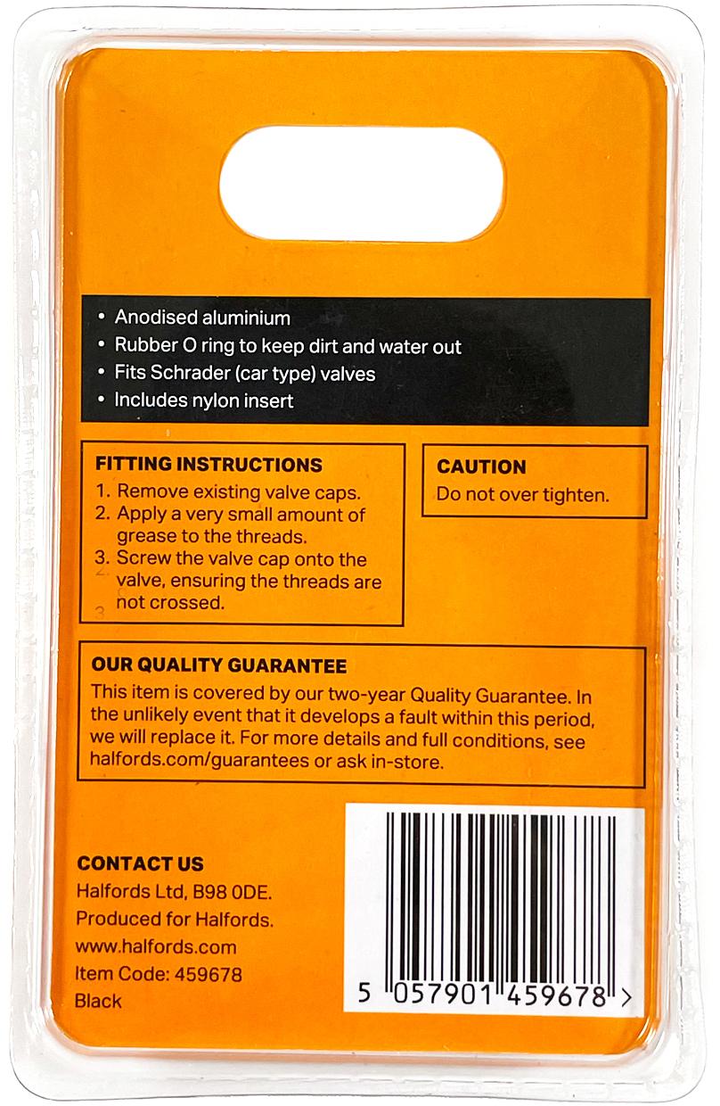 Halfords Core Valve Cap - Black