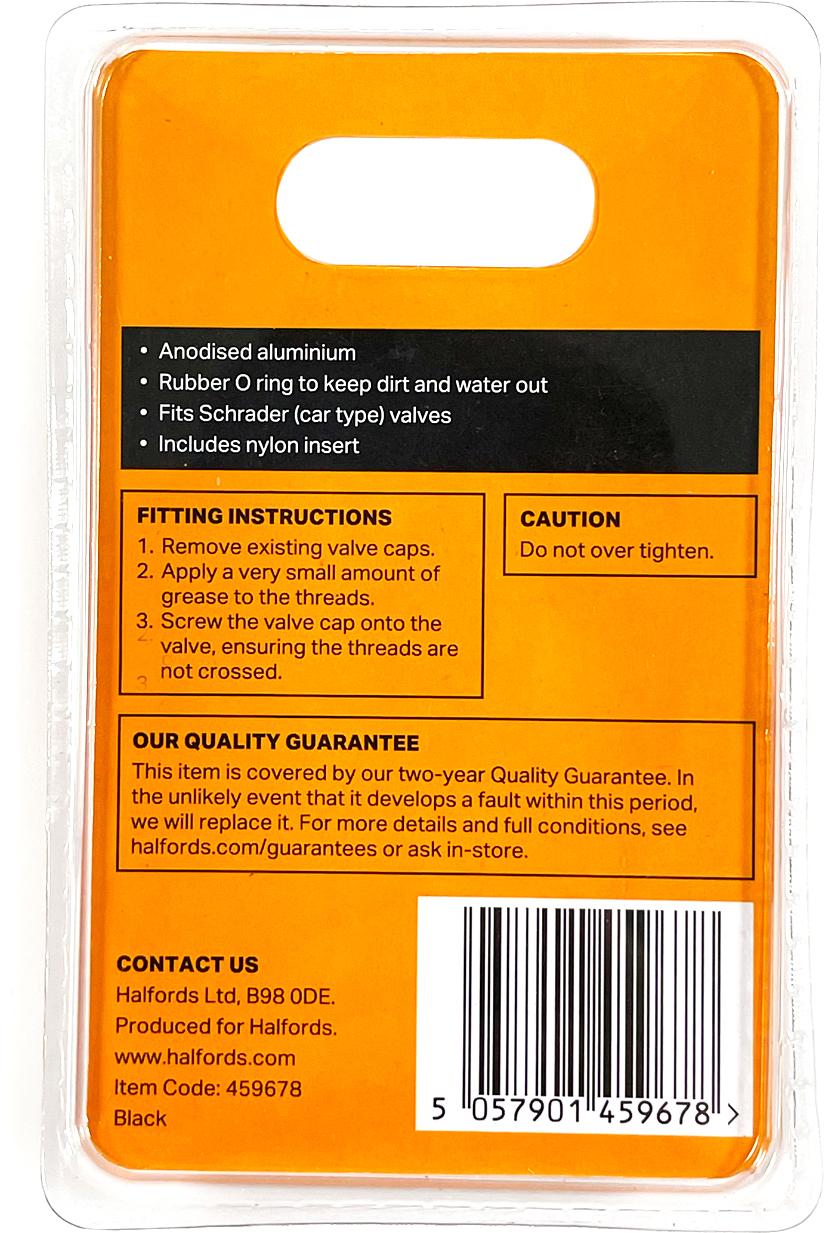 Halfords Core Valve Cap - Black