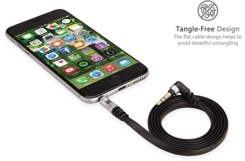 Scosche 3.5mm Flat Aux Cable 90 Degree 0.9m Black Scosche 3.5mm Flat Aux Cable 90 Degree 0.9m Black