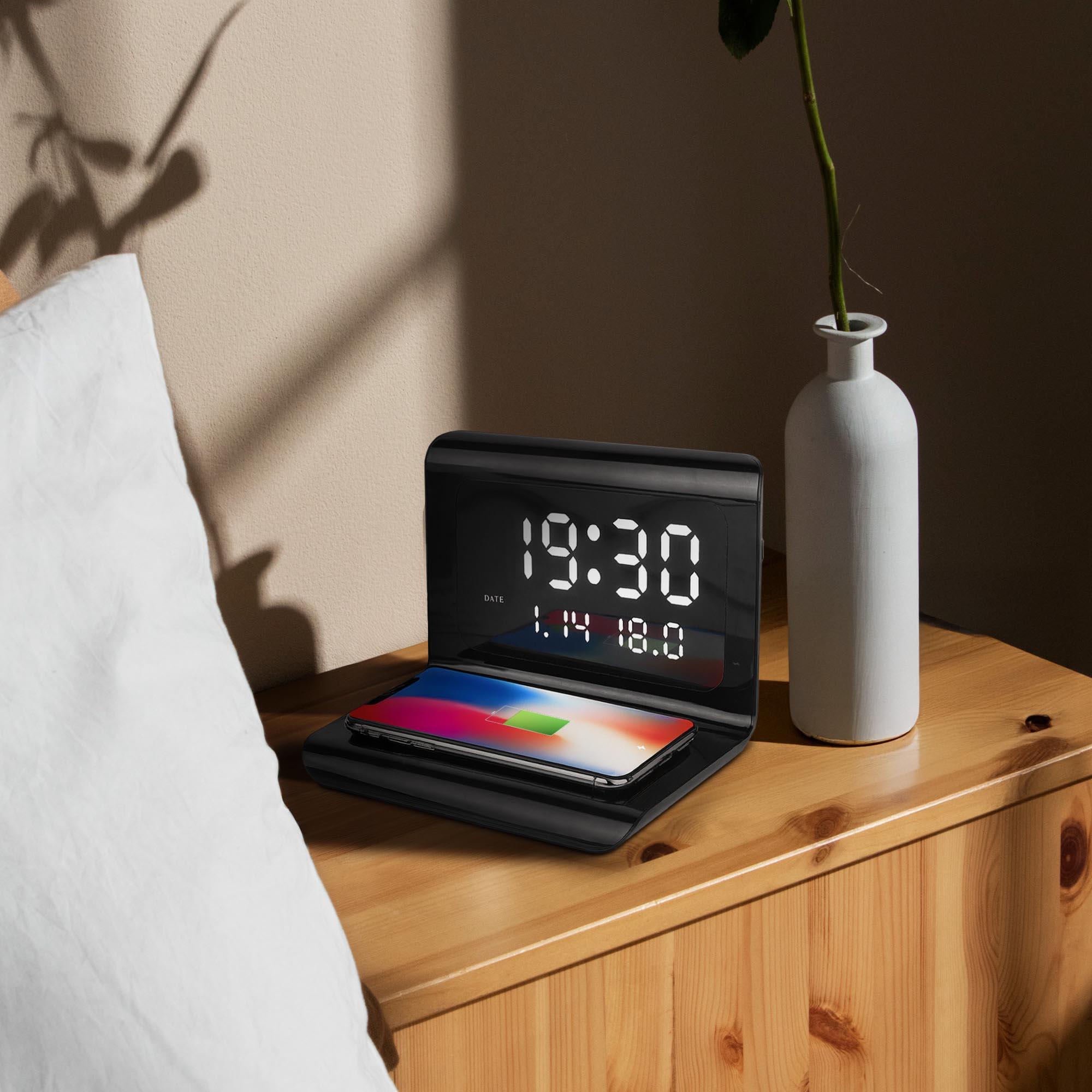 Digital Alarm Clock with Wireless Charger