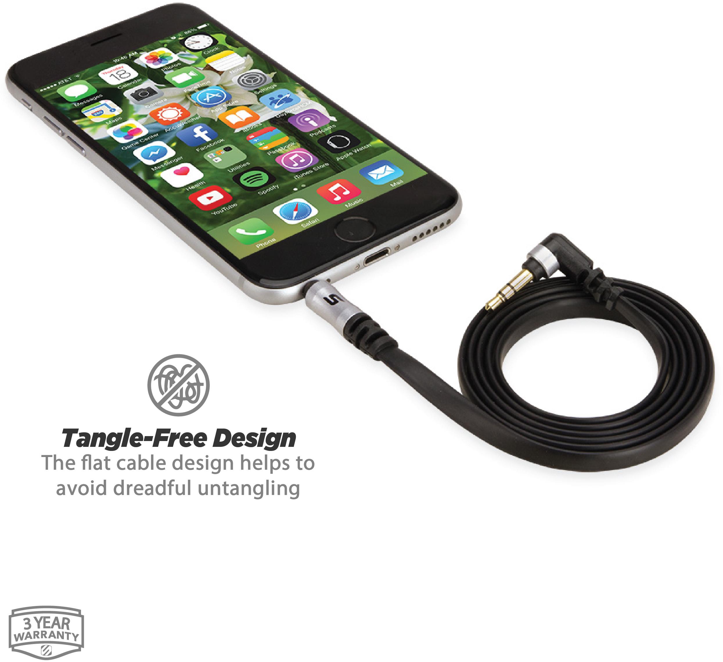 Scosche 3.5mm Flat Aux Cable 90 Degree 1.8m Black