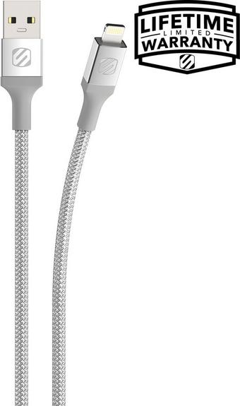 Scosche USB-A Lightning Braided Cable - Silver 1.2m