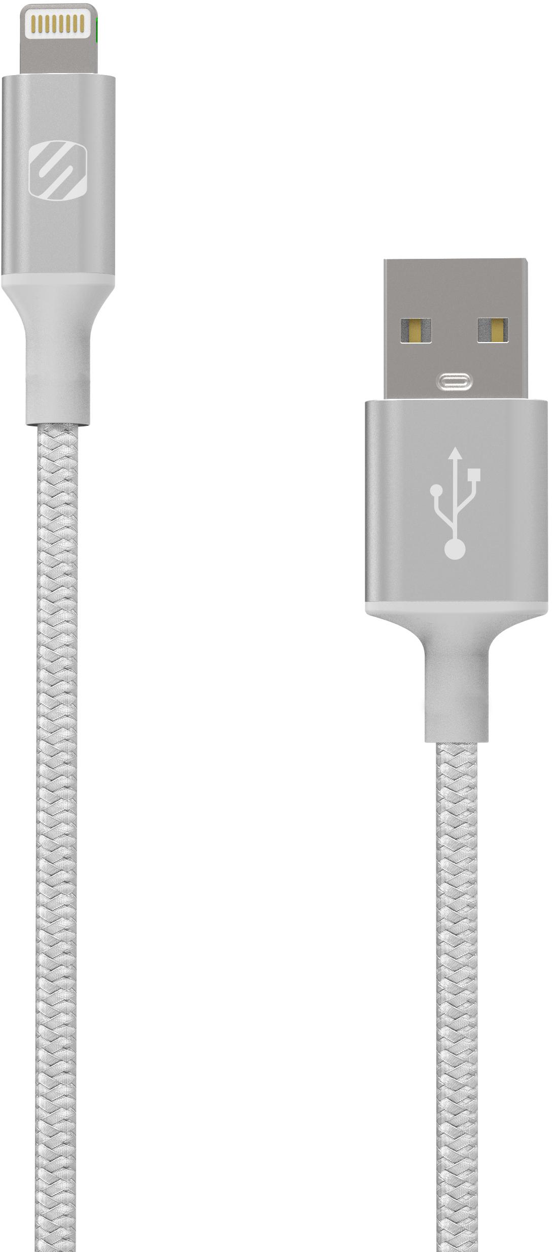 Scosche USB-A Lightning Braided Cable - Silver 1.2m