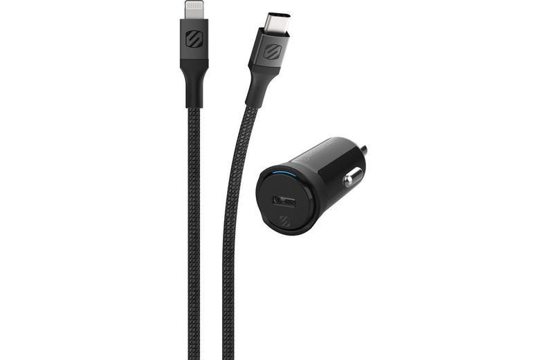 Scosche PowerVolt™ USB-C Car Charger with StrikeLine Lightning to USB-C Cable Scosche PowerVolt™ USB-C Car Charger with StrikeLine Lightning to USB-C Cable