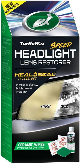 Turtle Wax Speed Headlight Lens Restorer Kit with Ceramic Sealing Wipes