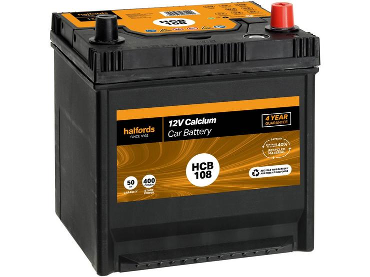 Halfords HB108 Lead Acid 12V Car Battery 3 Year Guarantee