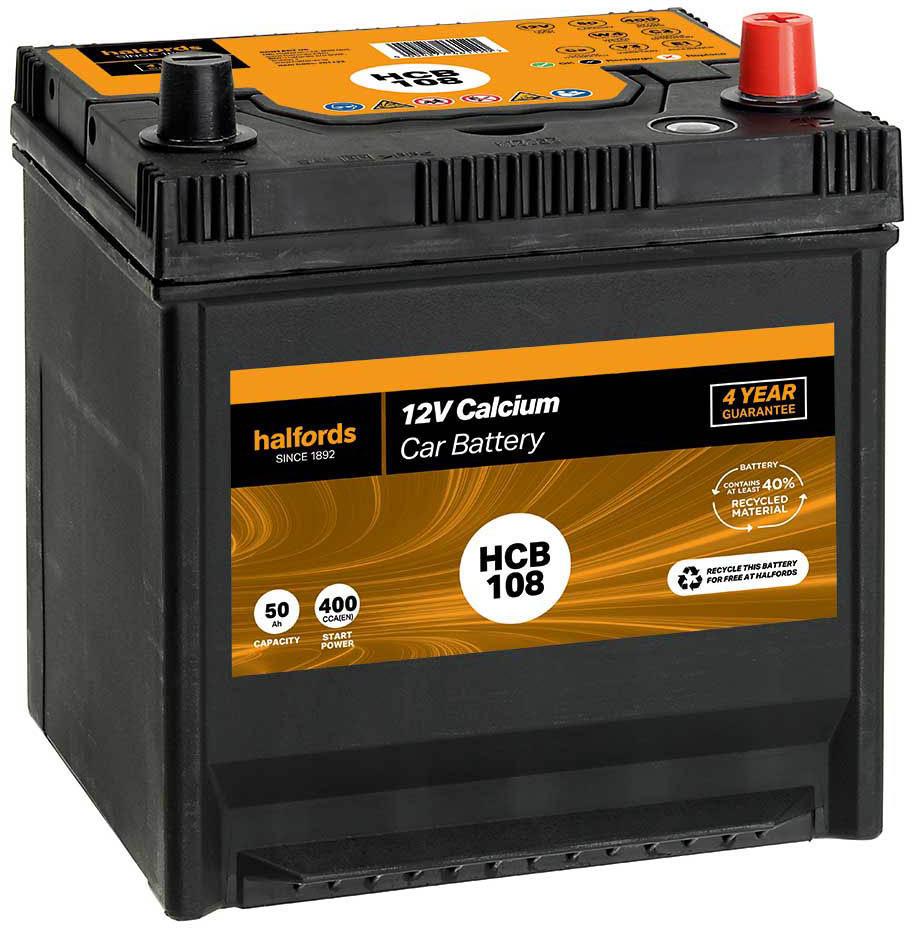 Halfords HCB108 12V Car Battery 4 Year Guarantee