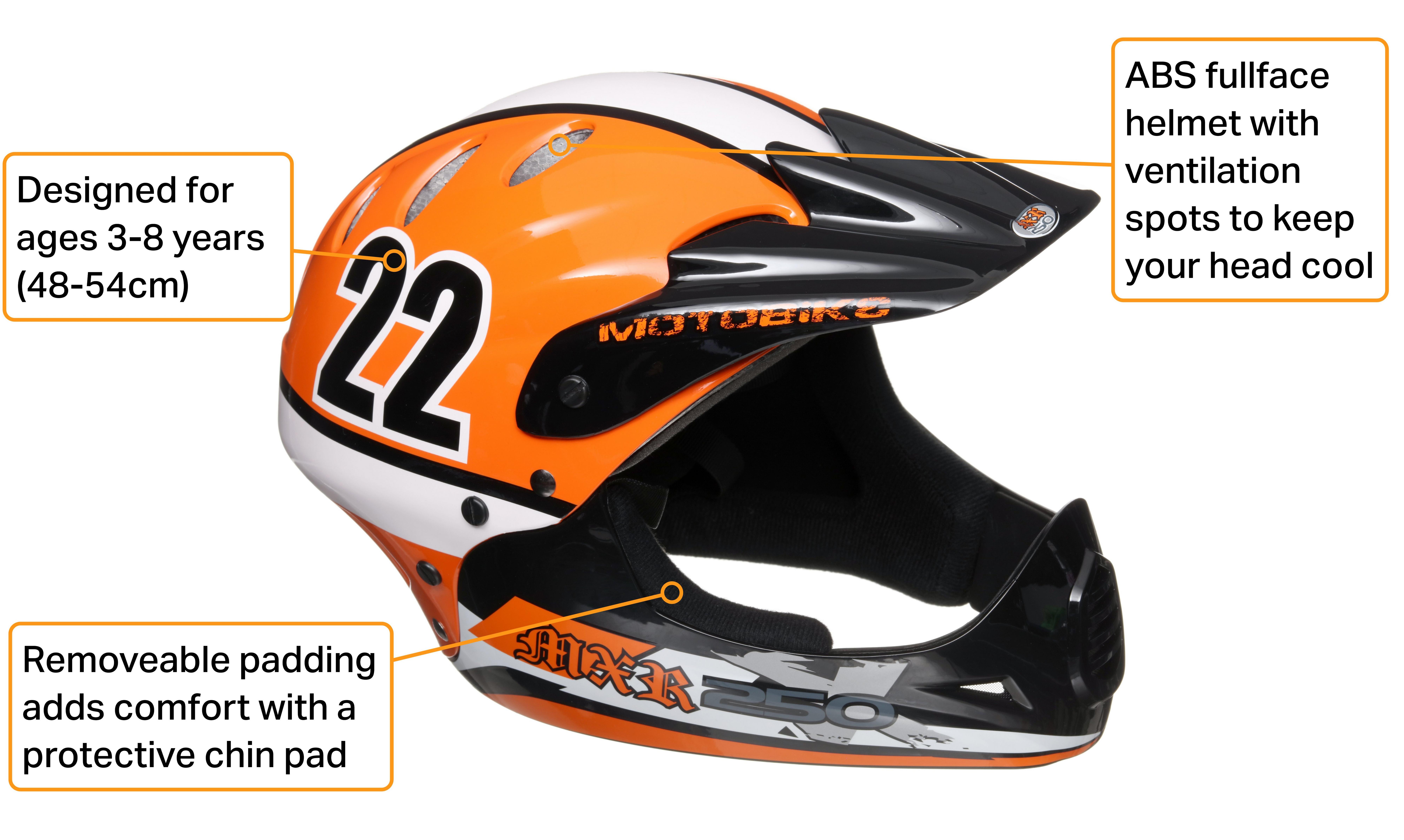 MXR250 Orange Fullface Kids Helmet , 48-54cm