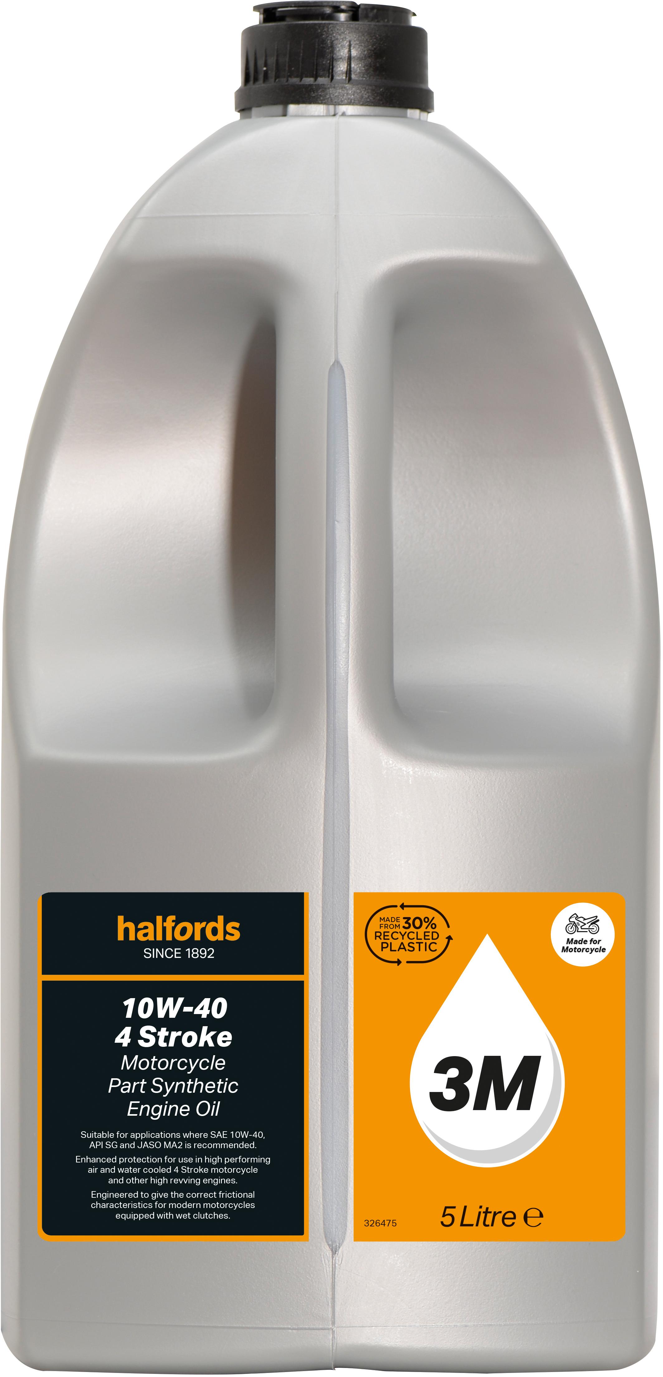 Halfords Bike Oil 10W40 Part Syn Motorcycle Oil 5L Halfords UK