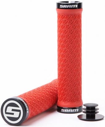SRAM Locking Grips w/ 2 Clamps & End Plugs - Red