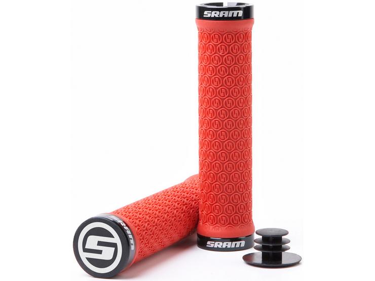 SRAM Locking Grips w/ 2 Clamps & End Plugs - Red
