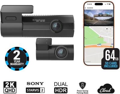 BlackVue ELITE 8 2CH - 2K/2K Quad HD Dual HDR Front & Rear Dash Cam with 64GB MicroSD Card