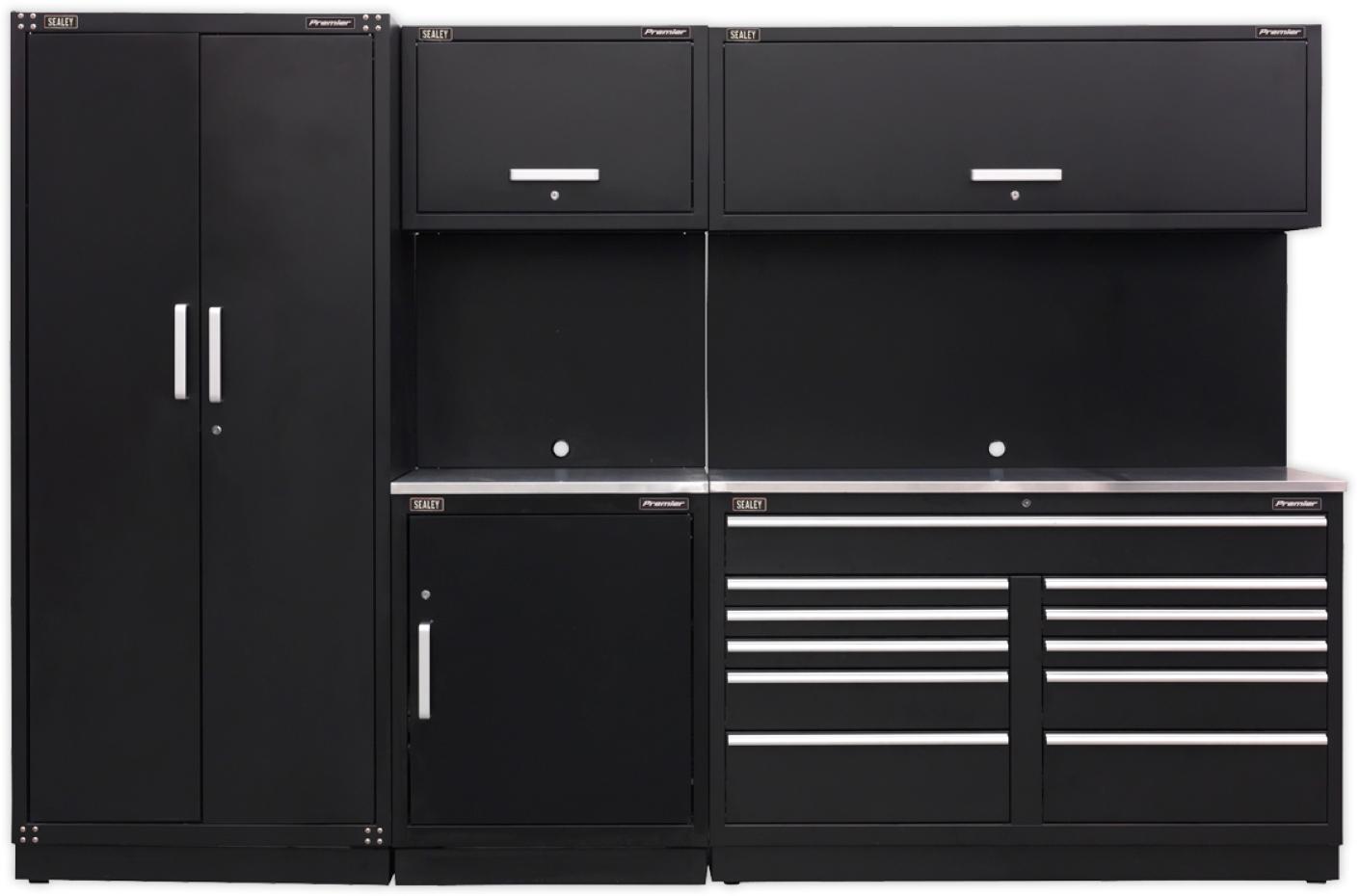Sealey Premier Modular Storage With Full Height Cabinet Stainless Steel Worktop