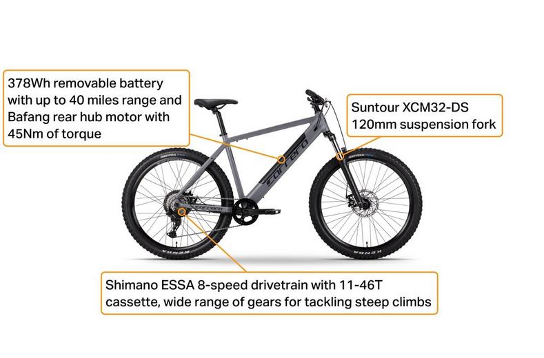 Carrera Vengeance-E 3.0 Electric Mountain Bike - Grey - S, M, L, XL Frames Carrera Vengeance-E 3.0 Electric Mountain Bike - Grey - S, M, L, XL Frames