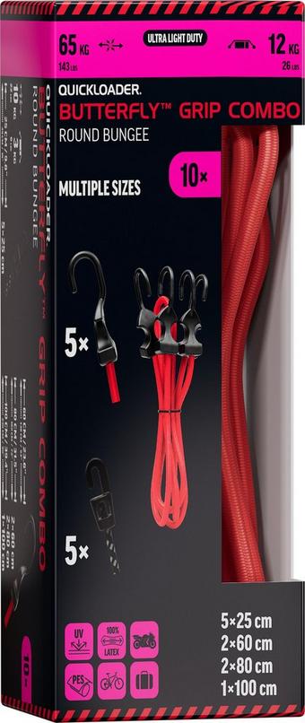 QUICKLOADER Butterfly Bungee 10-Pack Box (5x Butterfly 5x Reflective Mini)