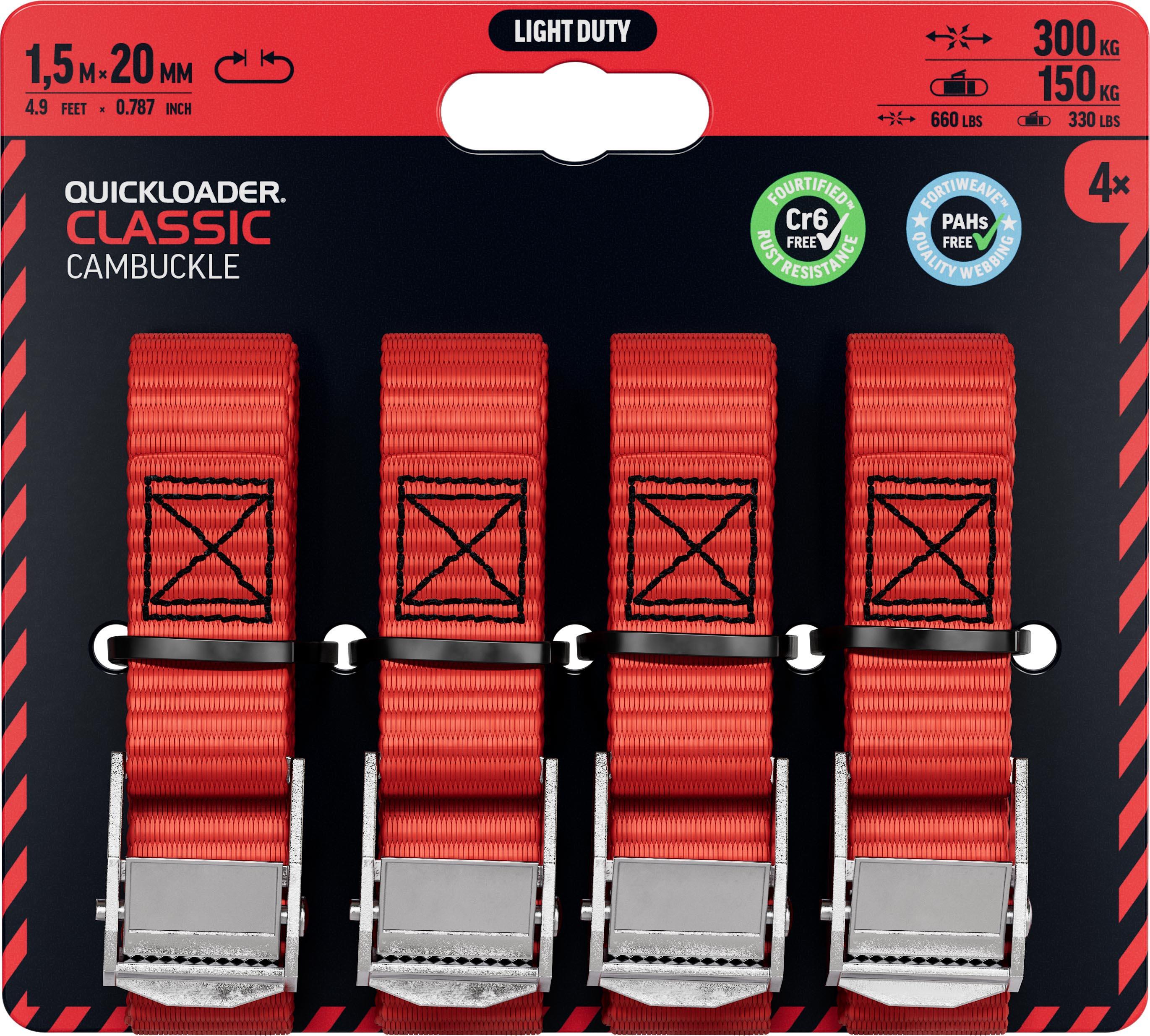 QUICKLOADER Cambuckle 4-Pack 1.5M 300 KG 20 MM