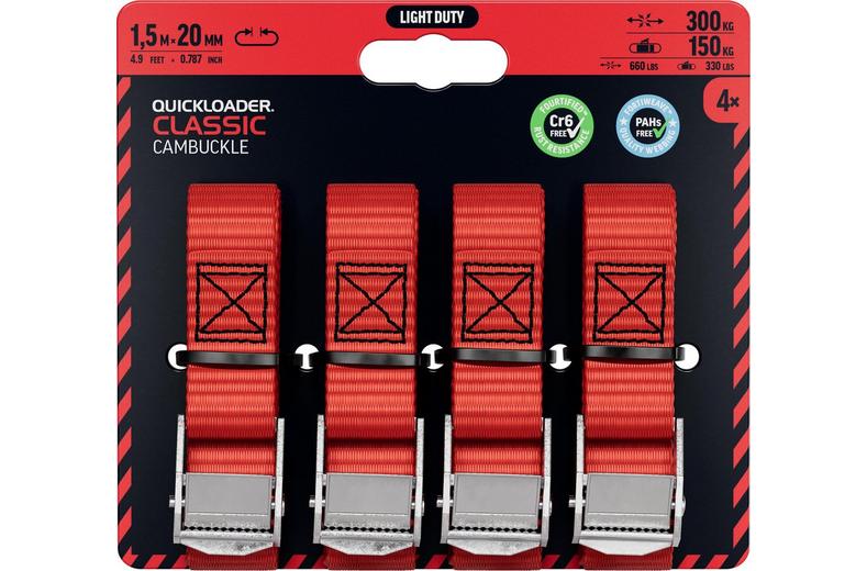 QUICKLOADER Cambuckle 4-Pack 1.5M 300 KG 20 MM QUICKLOADER Cambuckle 4-Pack 1.5M 300 KG 20 MM