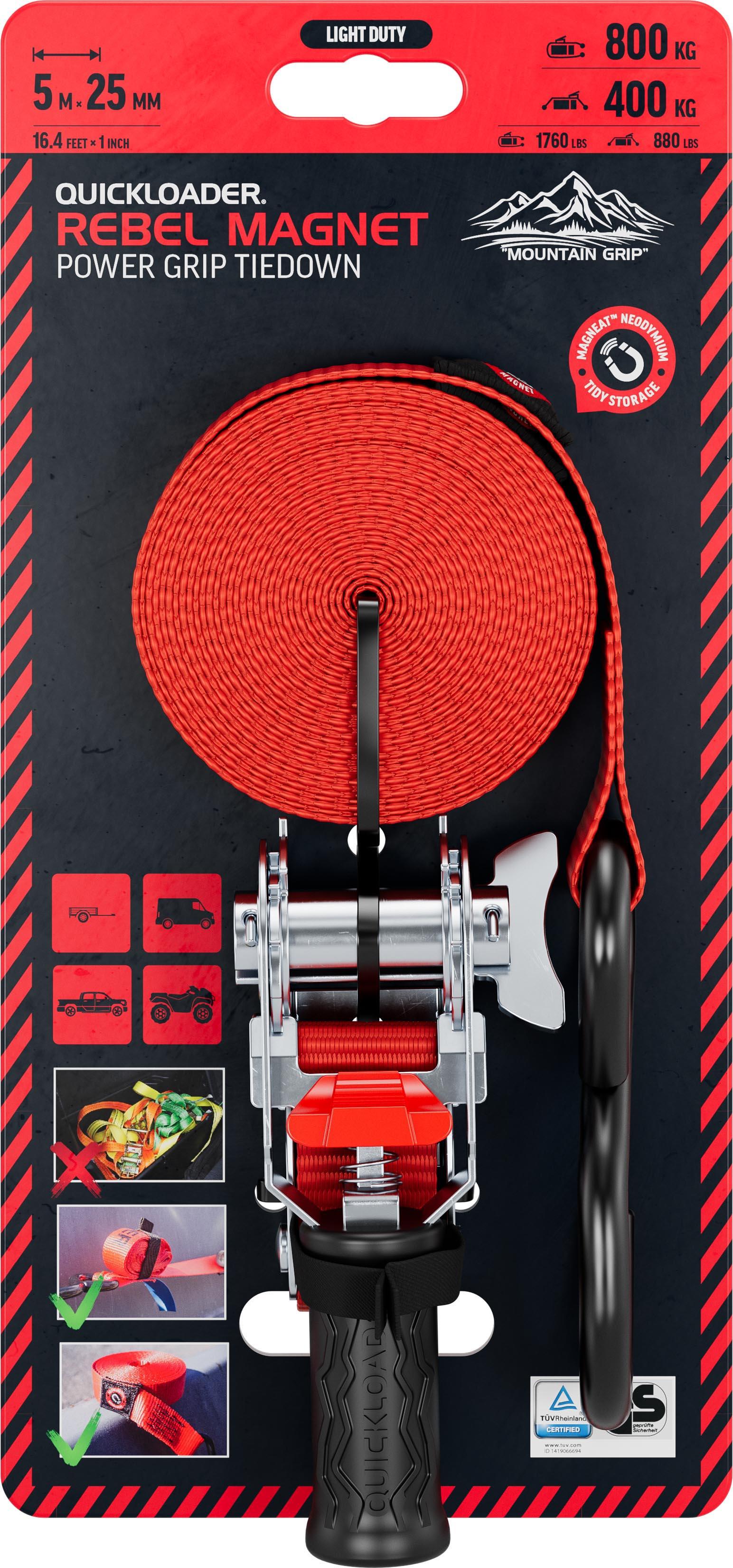 QUICKLOADER Rebel Hybrid Magnetic Ratchet Strap QLR800LDH 800 KG 25MMX5M 1-PACK