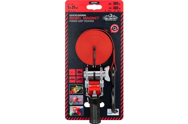 QUICKLOADER Rebel Hybrid Magnetic Ratchet Strap QLR800LDH 800 KG 25MMX5M 1-PACK QUICKLOADER Rebel Hybrid Magnetic Ratchet Strap QLR800LDH 800 KG 25MMX5M 1-PACK