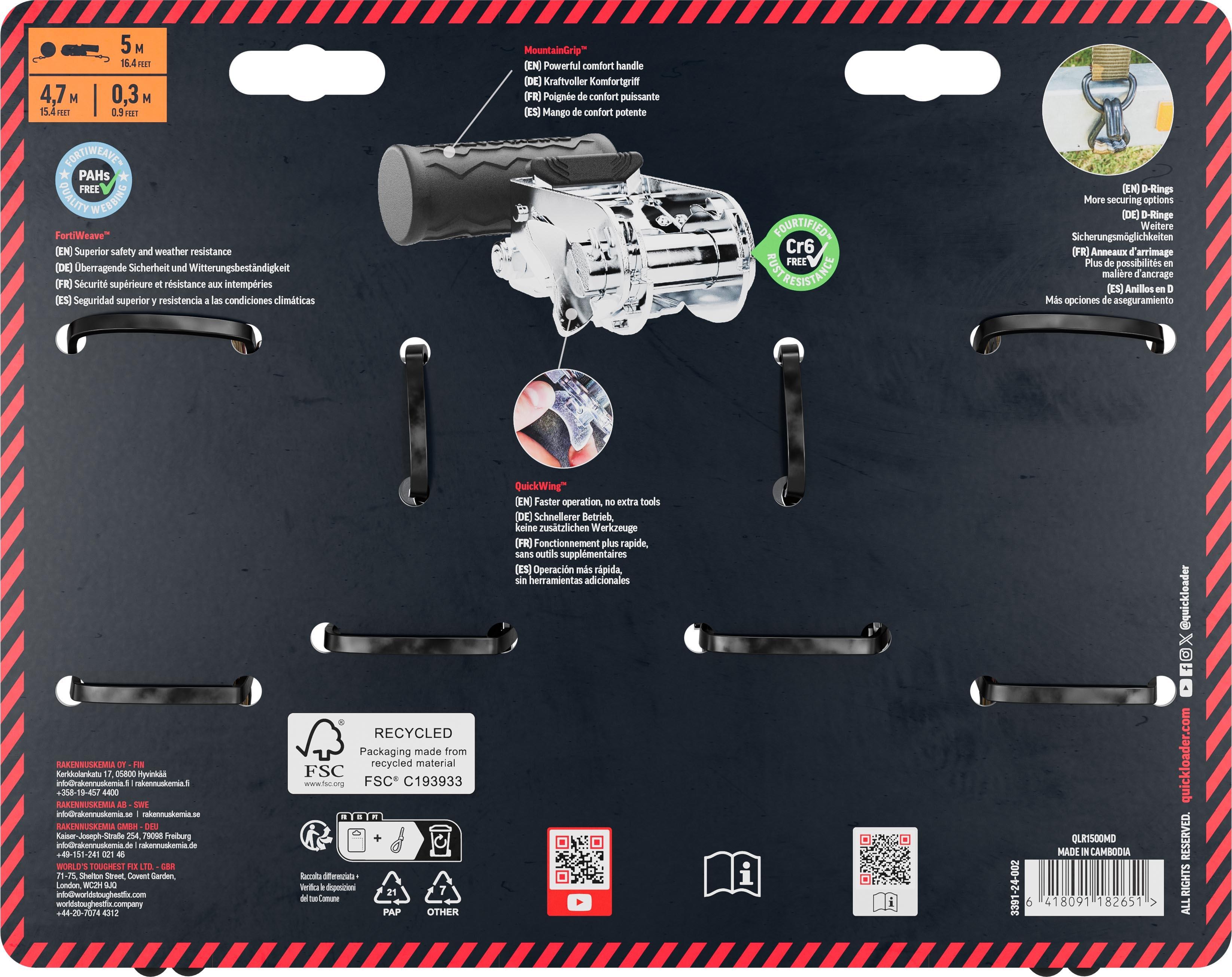 QUICKLOADER Rebel Power Grip Ratchet Strap QLR1500MD 1500 KG 29MMX5M 2-PACK
