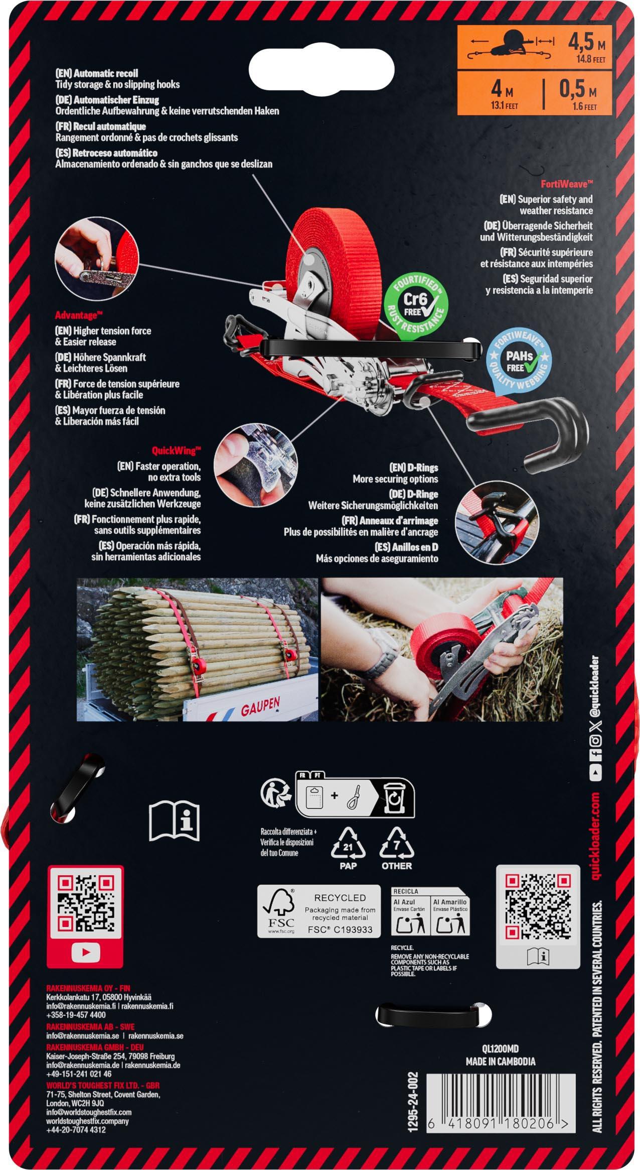 Quickloader Retractable 1200MD 25MM x 4,5M 2-PACK