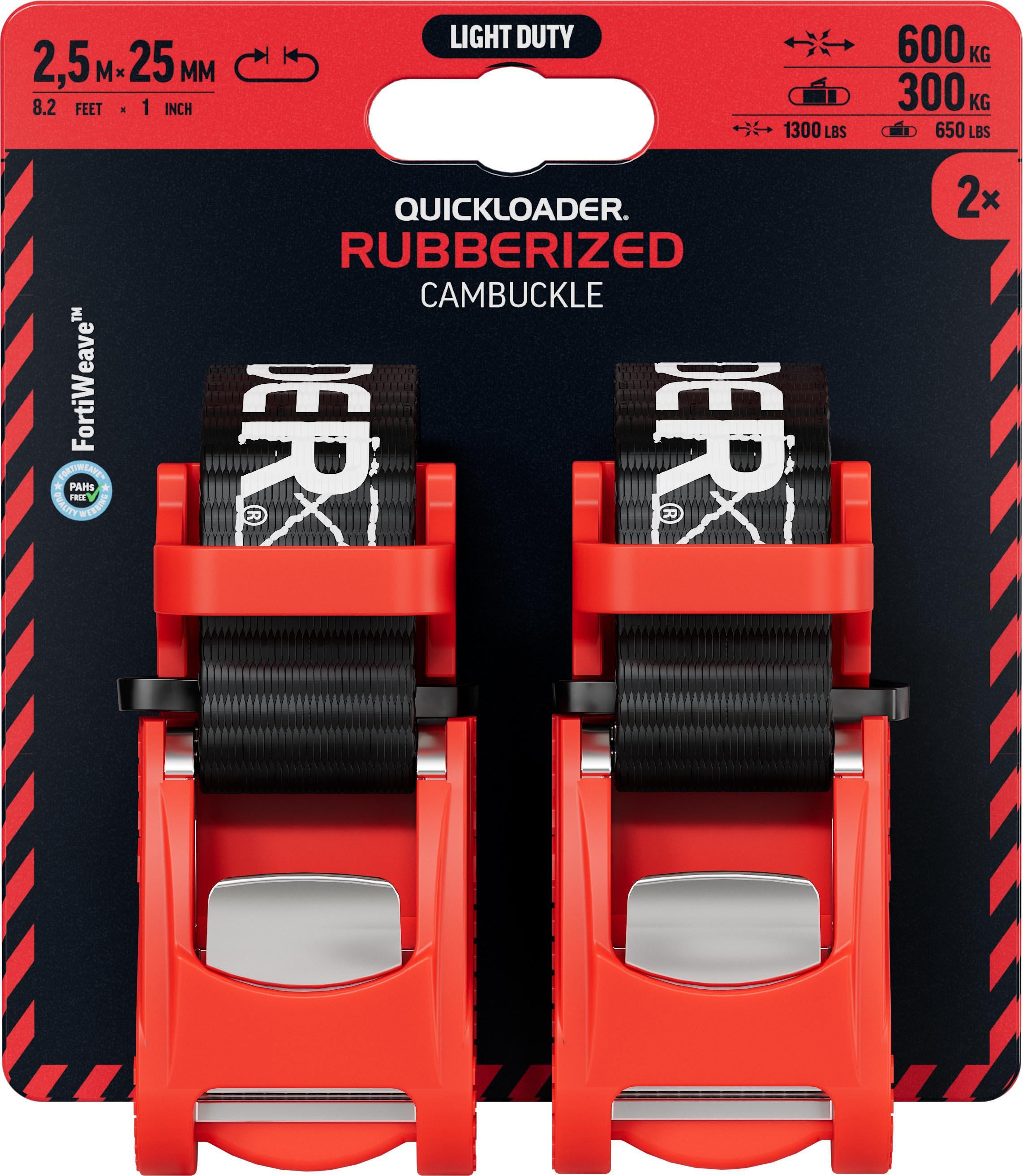 QUICKLOADER Rubberized Cambuckle QCAM600LD-R 600 KG 2.5M 2-PACK