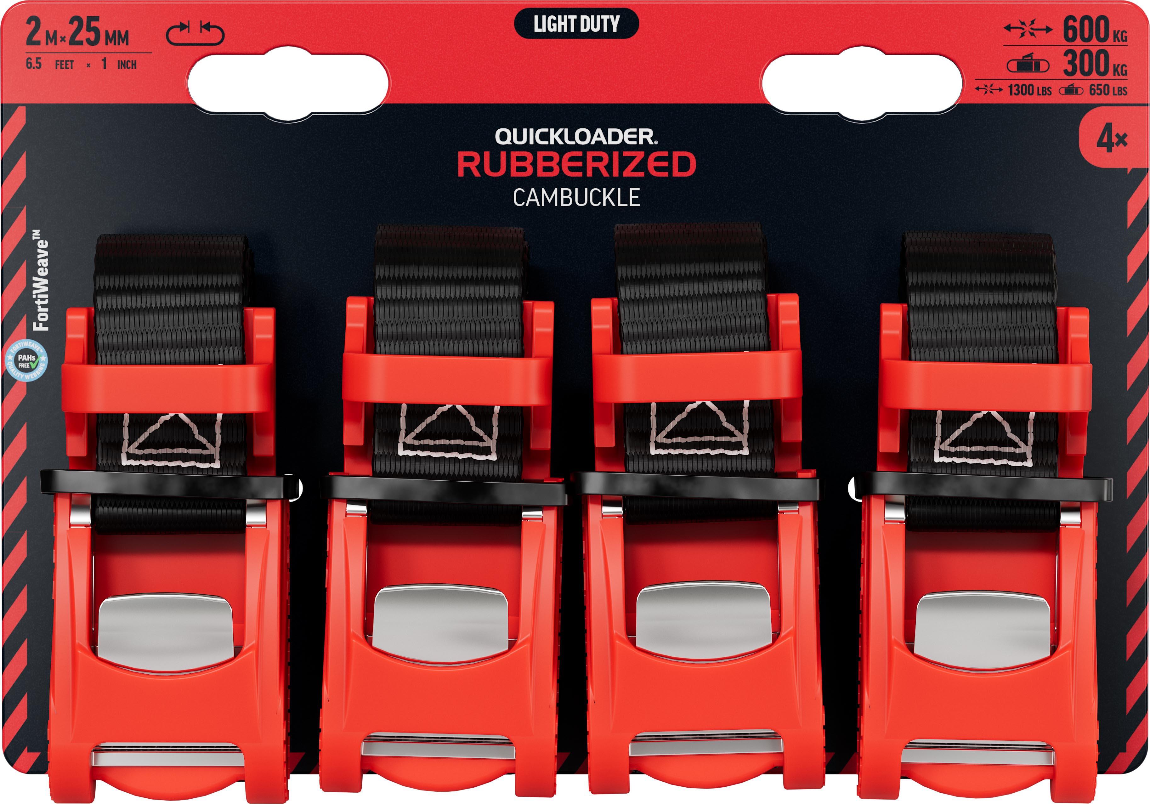 QUICKLOADER Rubberized Cambuckle QCAM600LD-R 600 KG 2M 4-PACK
