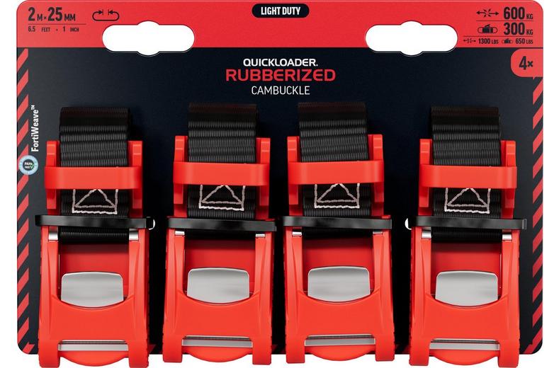 QUICKLOADER Rubberized Cambuckle QCAM600LD-R 600 KG 2M 4-PACK QUICKLOADER Rubberized Cambuckle QCAM600LD-R 600 KG 2M 4-PACK