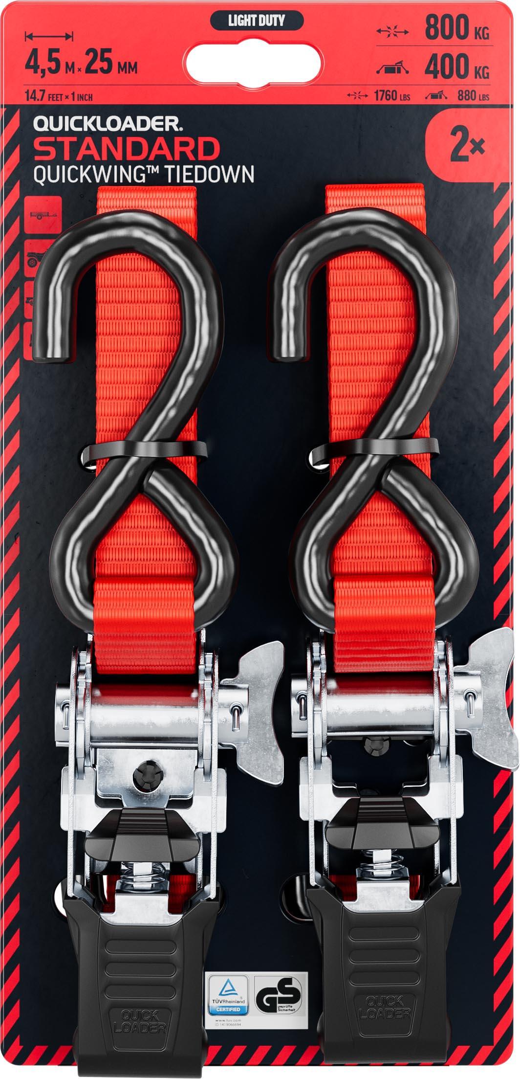 QUICKLOADER Standard Ratchet Strap QSD800LD 800 KG 25MMX4.5 M 2-PACK