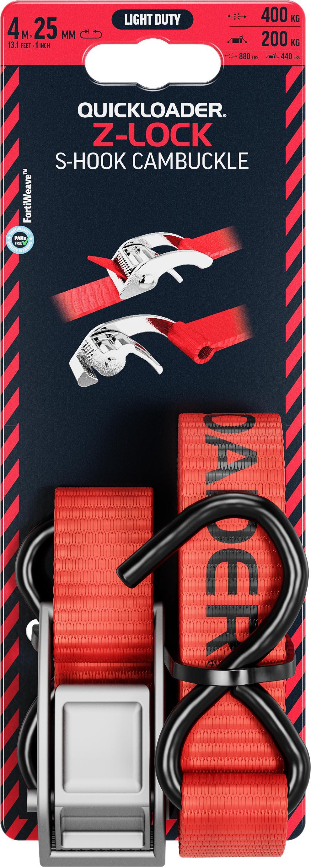 QUICKLOADER Z-Lock S-hook Cambuckle Strap  QLZ400LD-S 400 KG 25MMX4M 1-PACK