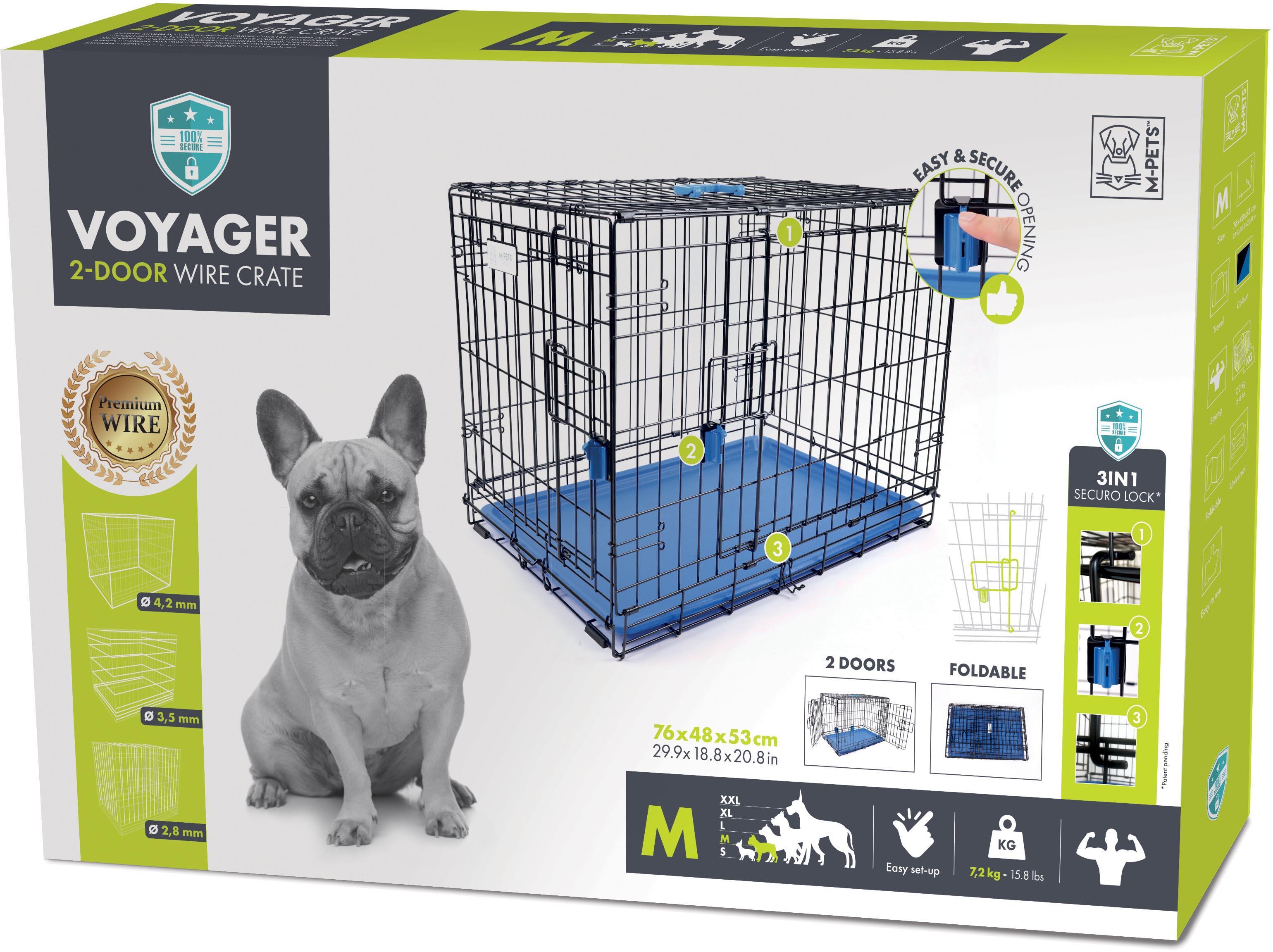 M-PETS Voyager Wire Crate - 2 Doors Patented Securo Lock