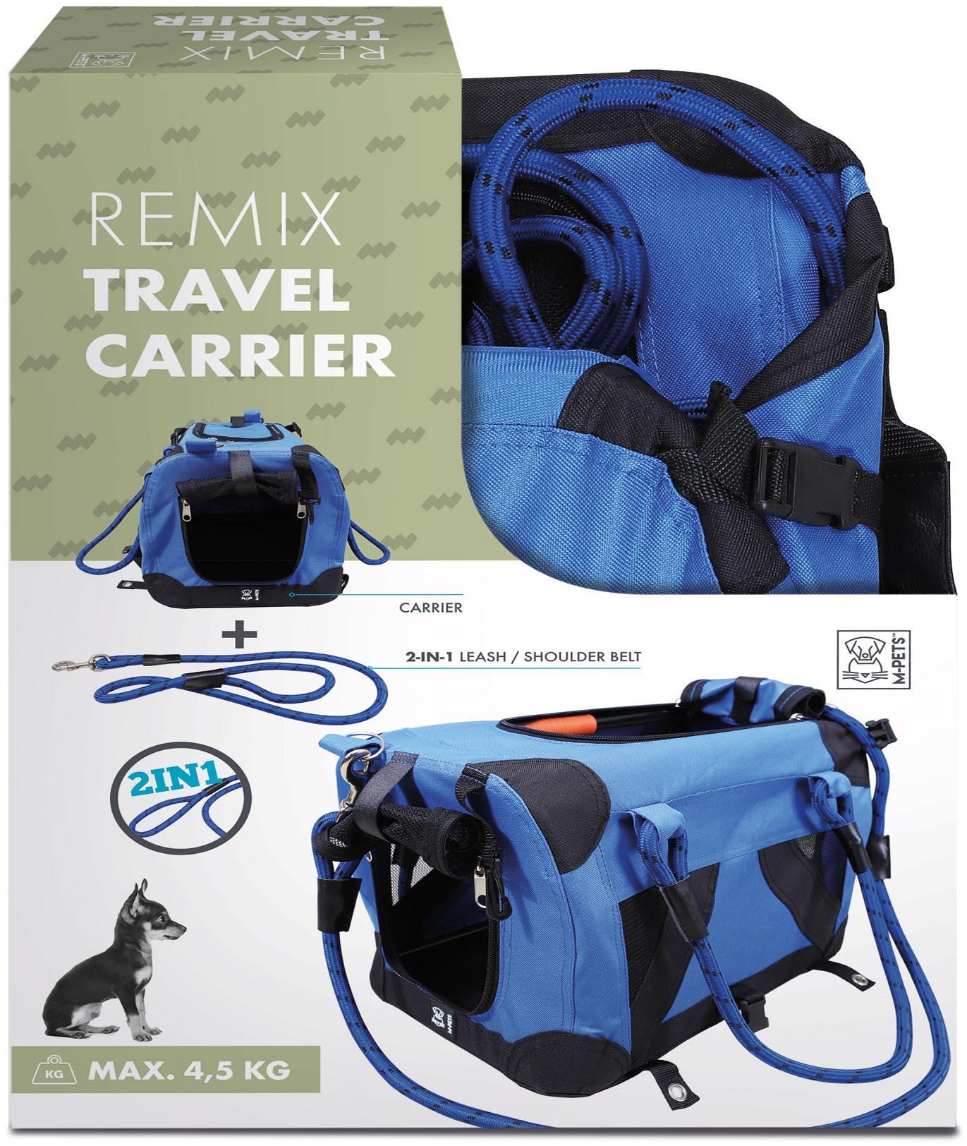 M-PETS Remix Travel Carrier 2 in 1 with Leash-Shoulder Belt - Blue