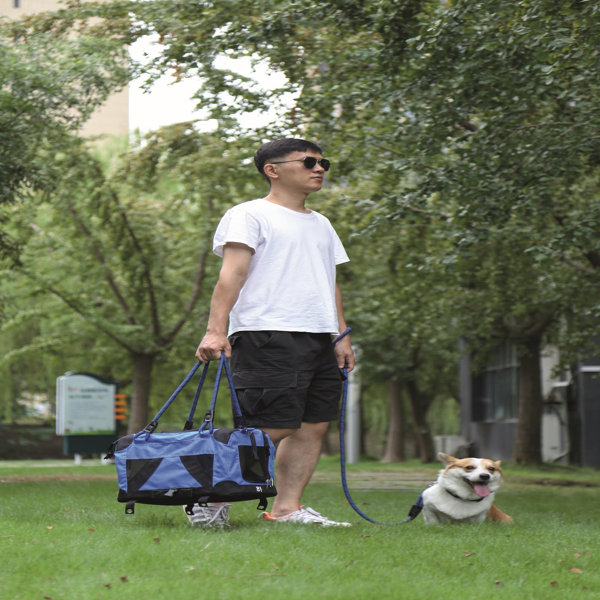 M-PETS Remix Travel Carrier 2 in 1 with Leash-Shoulder Belt - Blue