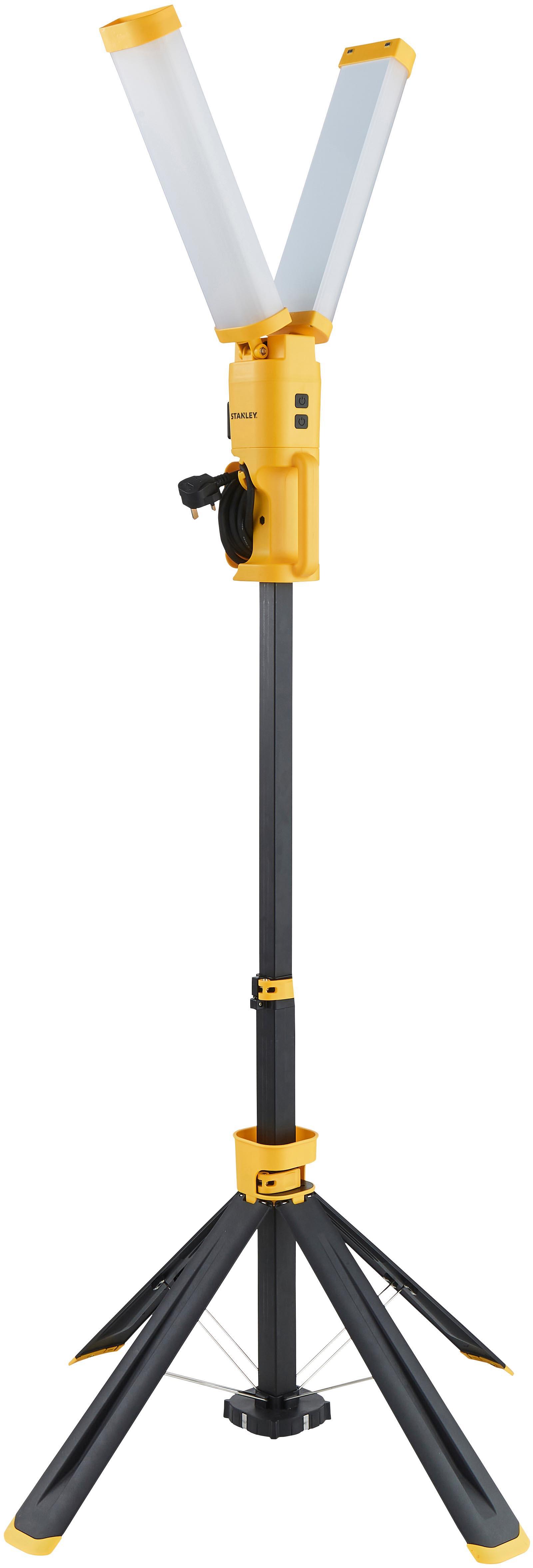 Stanley 2 x 40W Area Tower Light with Mains Power Outlet Socket. IP54. 8000 Lumens.