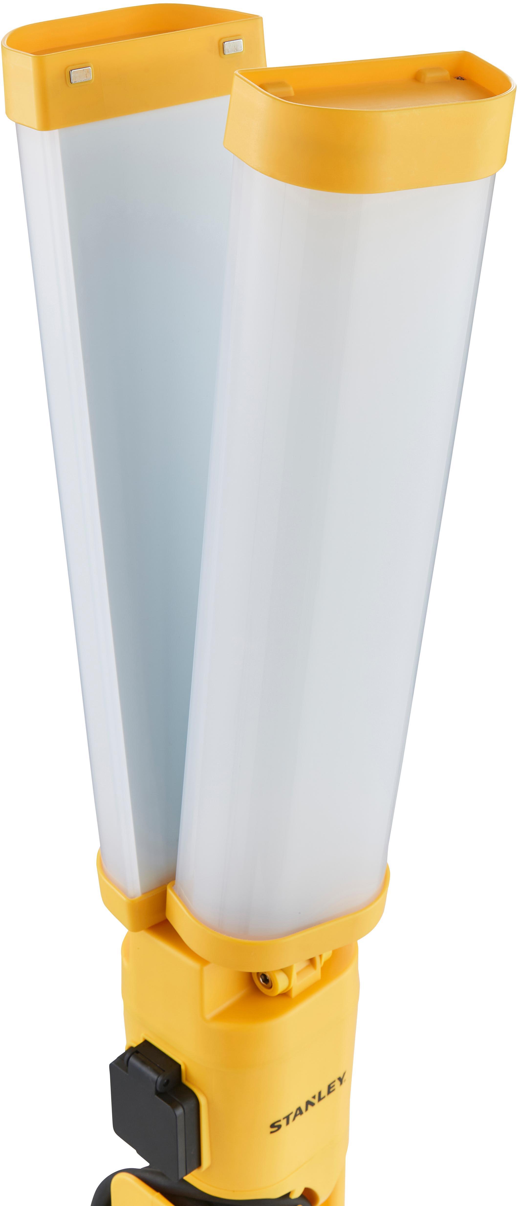 Stanley 2 x 40W Area Tower Light with Mains Power Outlet Socket. IP54. 8000 Lumens.