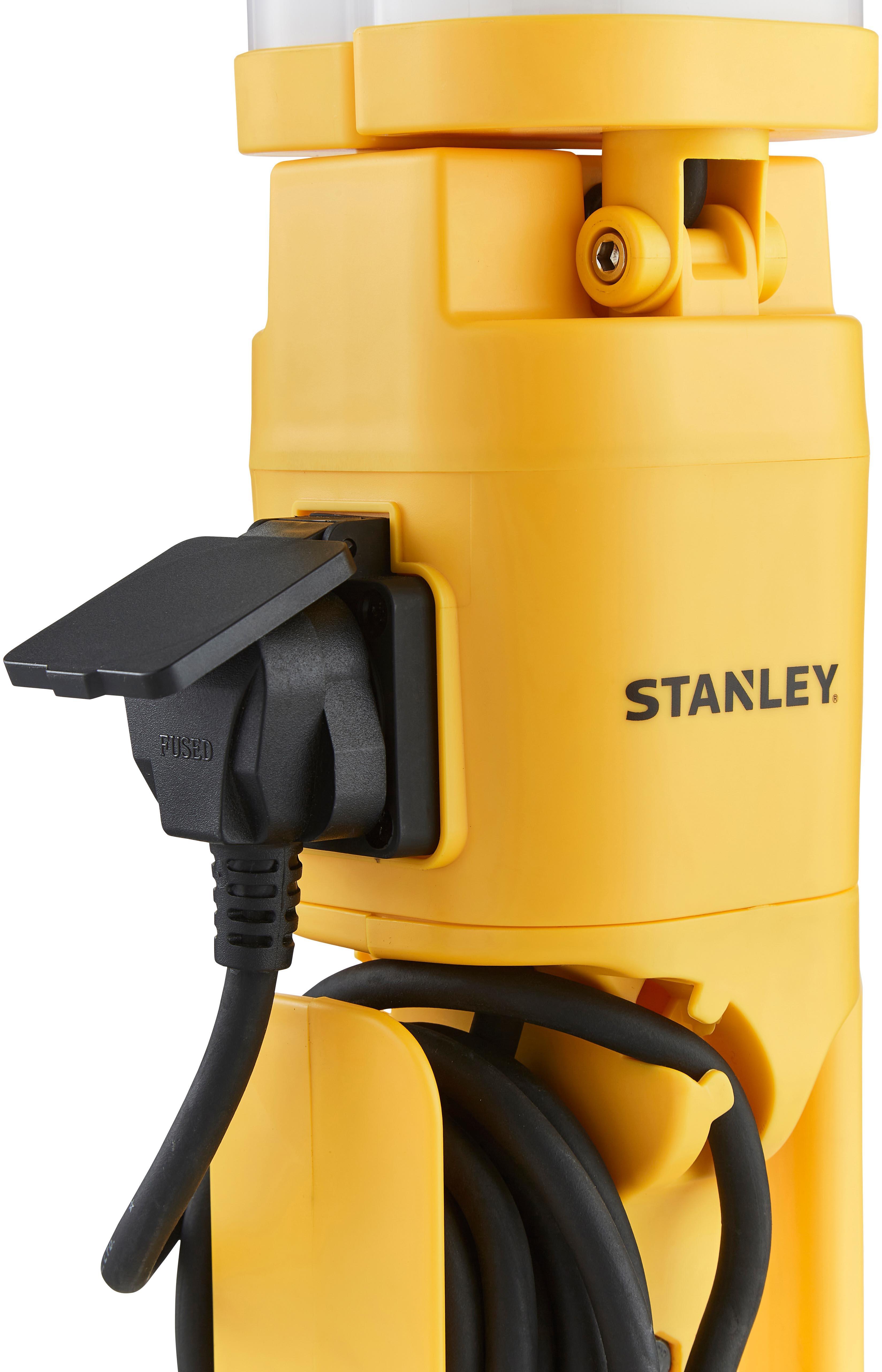 Stanley 2 x 40W Area Tower Light with Mains Power Outlet Socket. IP54. 8000 Lumens.