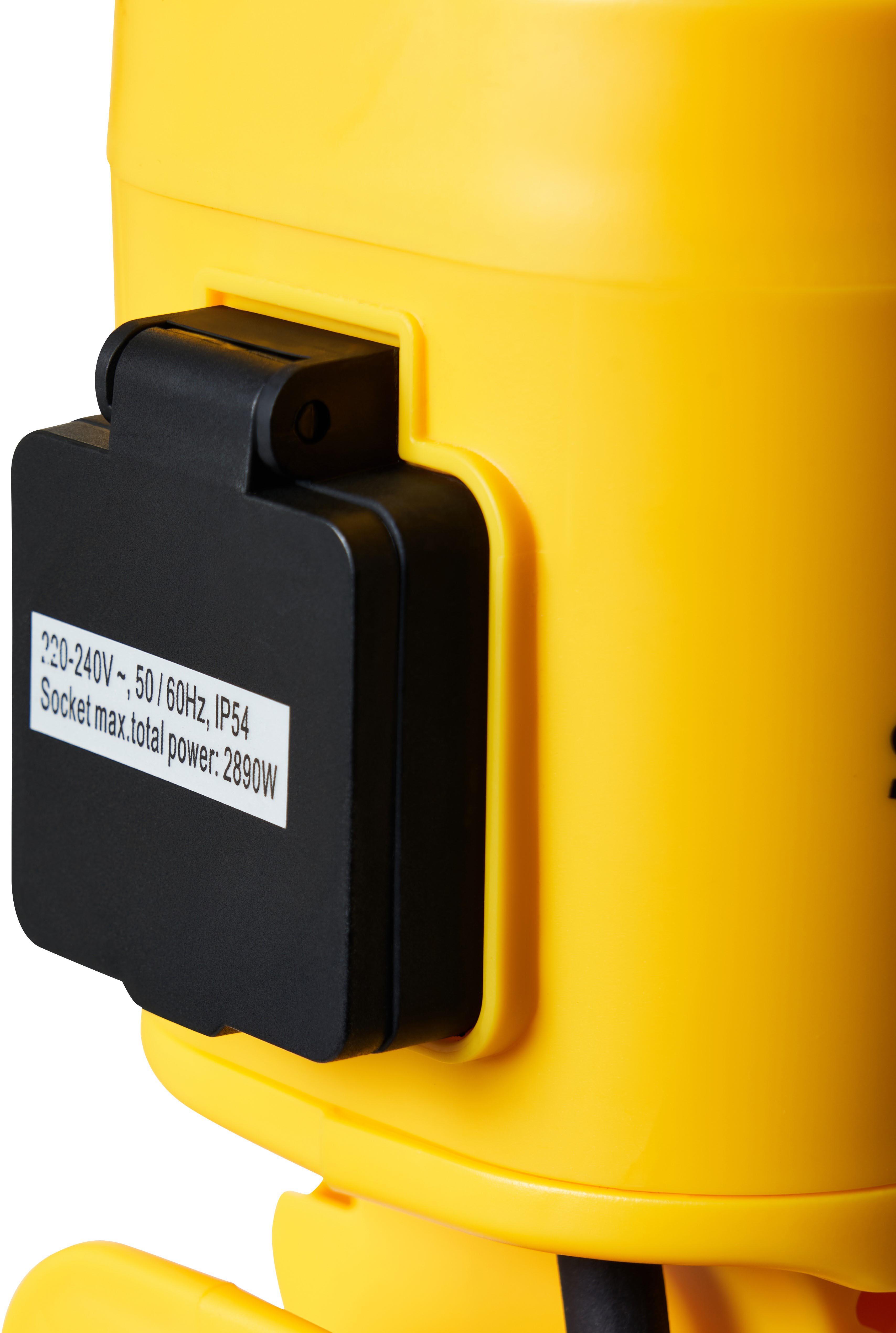 Stanley 2 x 40W Area Tower Light with Mains Power Outlet Socket. IP54. 8000 Lumens.